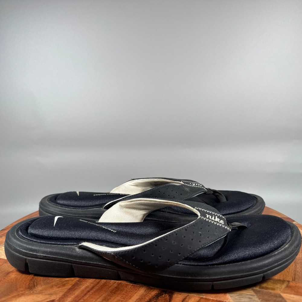 Nike Comfort Thong Black White Memory Foam Flip Flop Sandals Womens 9 354925-011